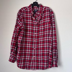 CHAPS Men’s XL Flannel Long Button Down Sleeve‎ Red Blue White
